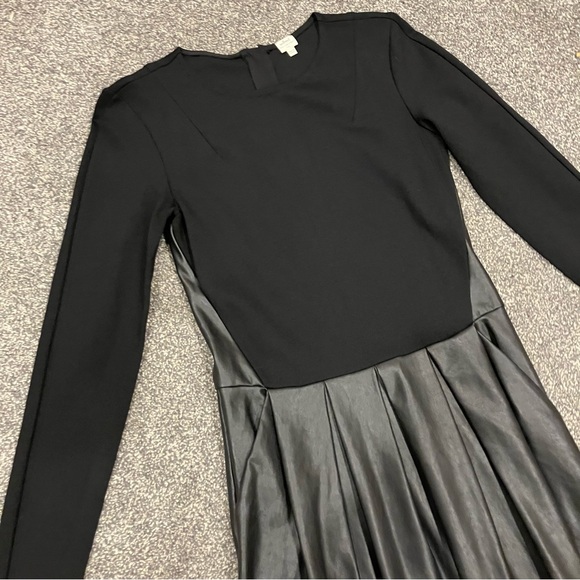 Wilfred Aritzia faux leather black mini long sleeve dress - Picture 4 of 12